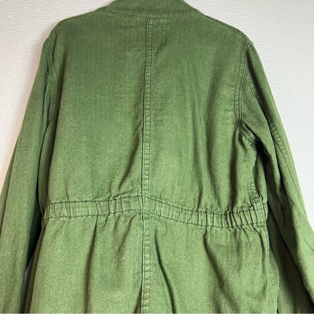 Old Navy Linen Blend Jacket Olive Green‎ with Pockets Girls Size M (8)